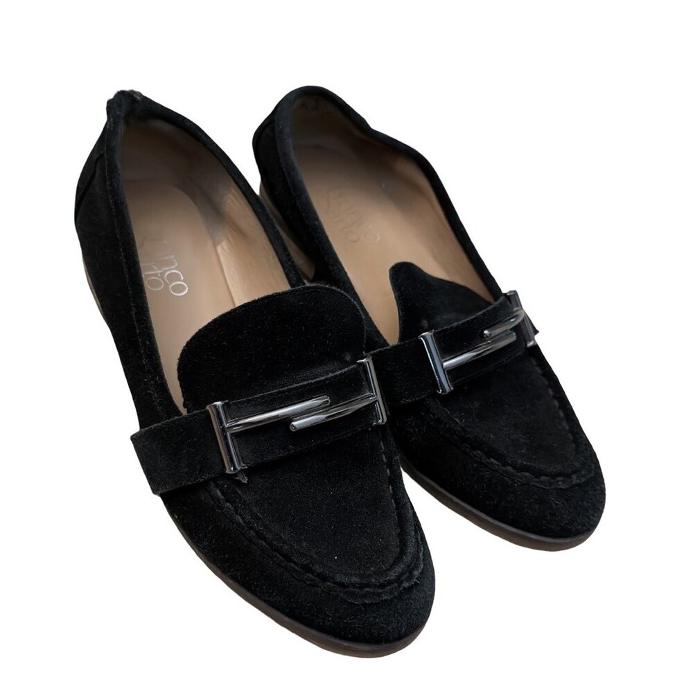 Franco Sarto Black Suede Loafers Women 6.5 Leather Upper